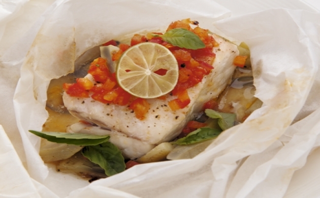 Papillote de pescado con alcachofa